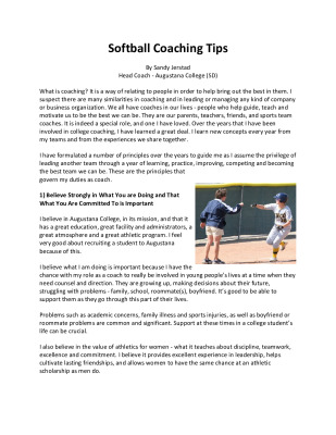 Coaches' Corner - Oakville Girls Softball Association (OGSA)